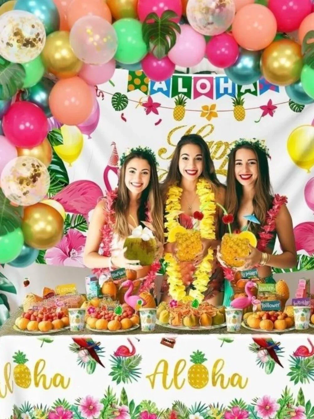 Hawaiian Party Decorations Kit Luau Hawaii 325 pieces Birthday NIB 25 Guest